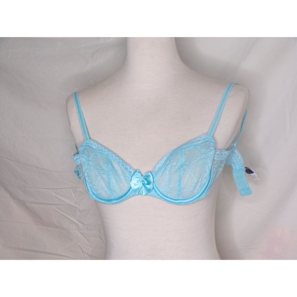 PASSIONATA BY CHANTELLE Let's Play Balconette Sheer Underwire Bra #5215 Blue 32B - Picture 3 of 5